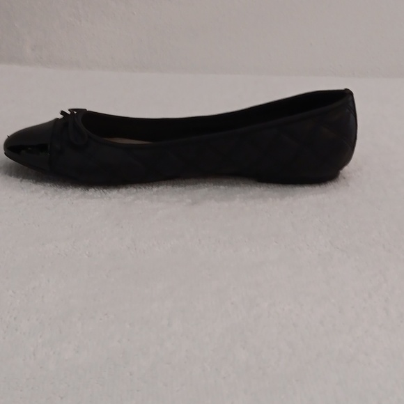 Delman ballet flats black quilt pattern w/ lace bow ties on shiny toe size 7-7.5 - Picture 4 of 11